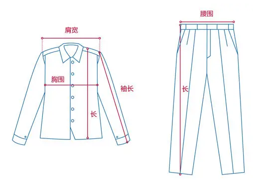 定做工作服測量展示圖，短袖工作服定做，冬季工作服定做